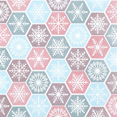 Салфетки 33x33 см - Snowflake Comb pastel