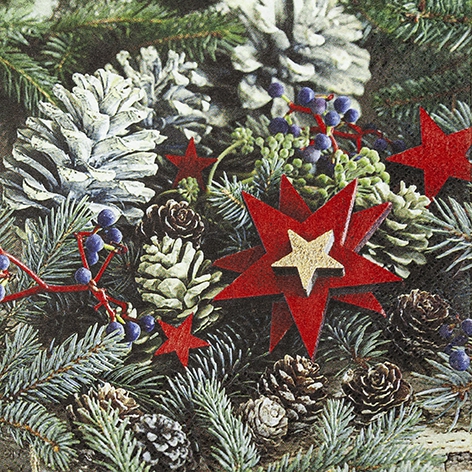 Tovaglioli 33x33 cm - Stars and Pine Cones, protagonisti,  tenoni,  rami di abete,  Frutta