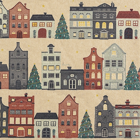 Napkins 33x33 cm - The Christmas Town, House,  Houses,  City,  Christmas tree,  Christmas tree,  Christmas tree