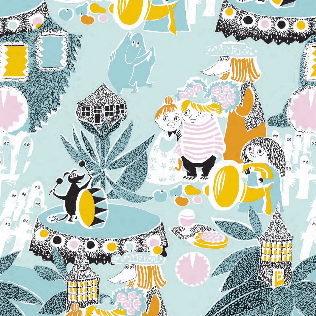 Servietten 24x24 cm - Fairy Tale Moomin , Laternen, Blumen, Menschen, Personen, Persönlichkeiten Servietten 24x24 cm - Fairy Tale Moomin