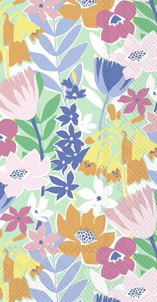Buffet Servietten - FLOWER COLLAGE light green, Blumen Buffet Servietten - FLOWER COLLAGE light green