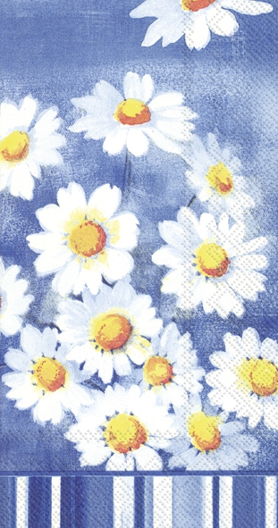 Buffet napkins - AGNETHA blue, Magarites,  flowers