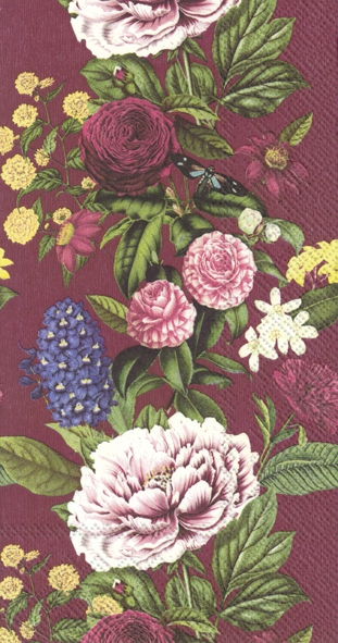 Buffet Servietten - MAGDALENE bordeaux, Rosen,  Blumen
