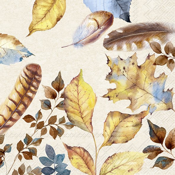 Servilletas 25x25 cm - A PIECE OF NATURE cream, Muelles,  Primavera,  Hojas,  Follaje