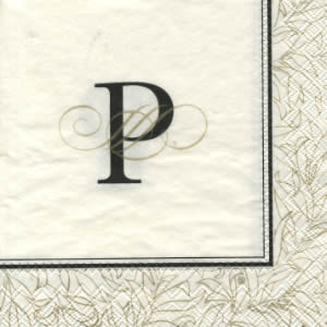 Servietten 25x25 cm - FLOURISH P                              , Buchstaben,  Schriften