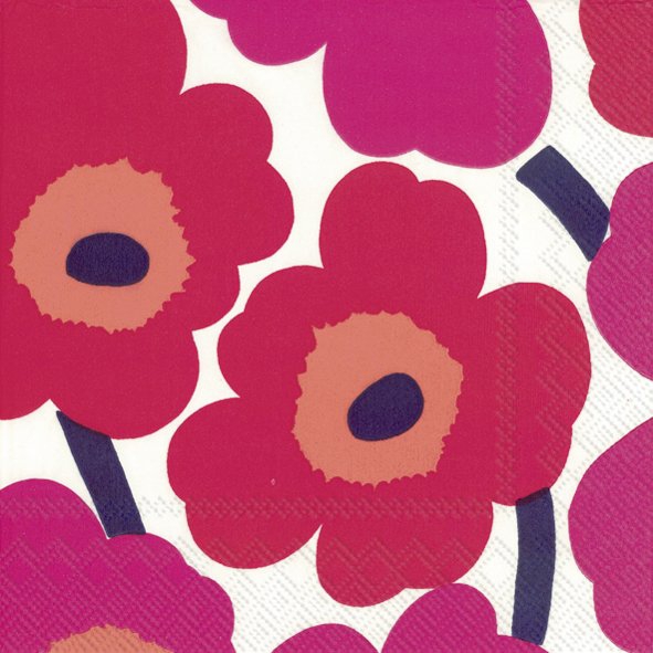 Servietten 25x25 cm - UNIKKO red, Mohnblumen