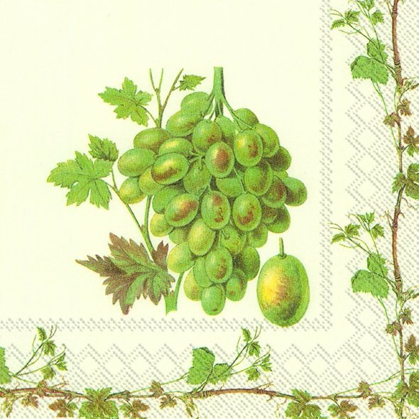 Servietten 25x25 cm - GRAPE HARVEST WHITE, Weintrauben Servietten 25x25 cm - GRAPE HARVEST WHITE
