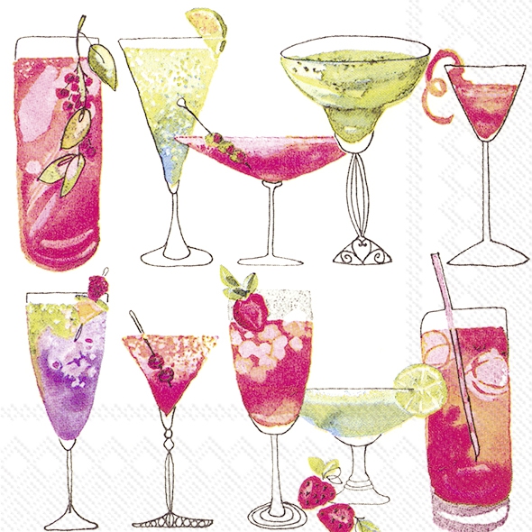 Tovaglioli 25x25 cm - SWEET COCKTAILS white