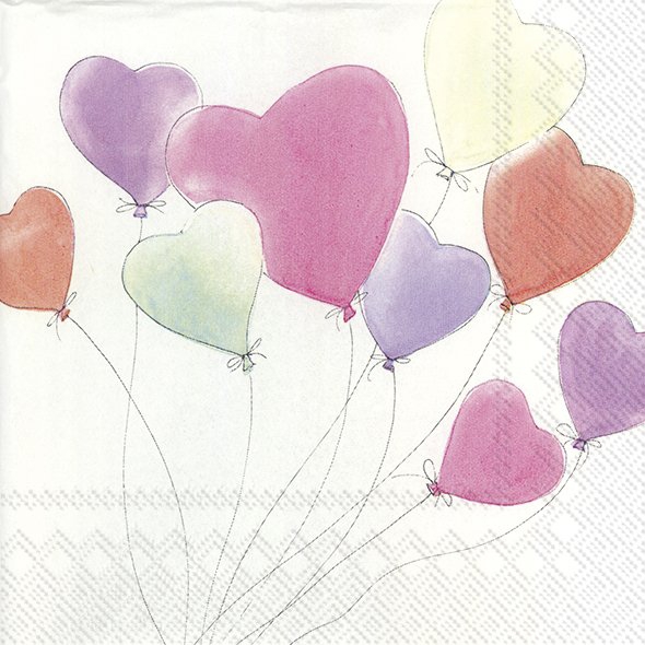 Napkins 25x25 cm - LOVE IS IN THE AIR white, love, balloon, Events Napkins 25x25 cm - LOVE IS IN THE AIR white