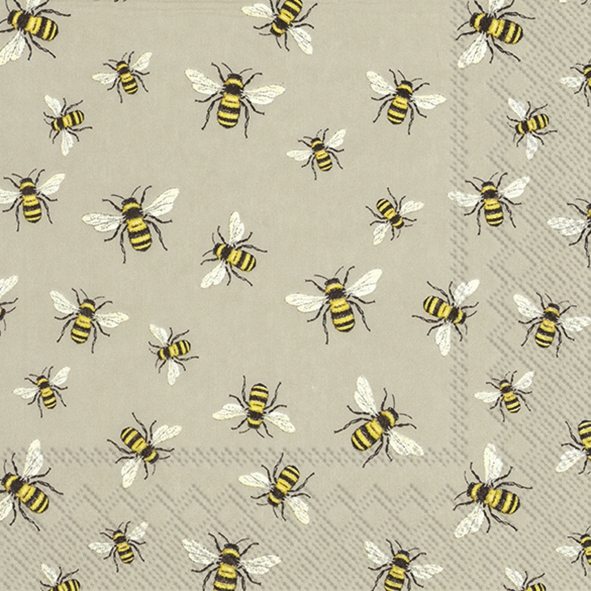 Napkins 25x25 cm - LOVELY BEES linen, bees,  animals