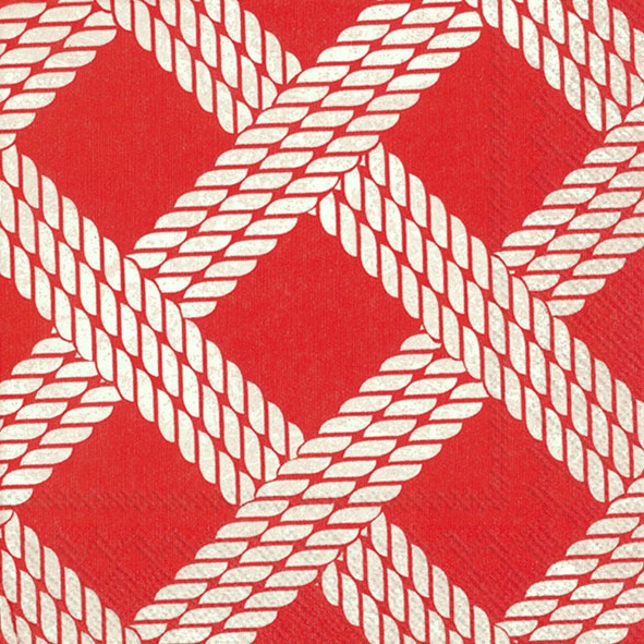 Servietten 25x25 cm - SAILORS ROPE red