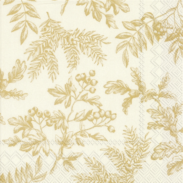 Servietten 25x25 cm - SILENTS PLANTS gold cream