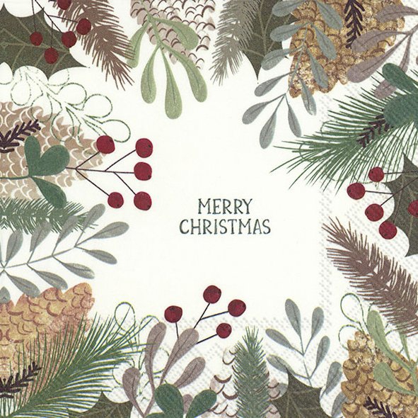 Servilletas 25x25 cm - NATURAL MERRY CHRISTMAS