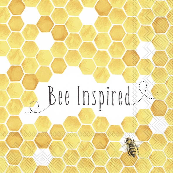 Servilletas 25x25 cm - BEE INSPIRED yellow, Abejas,  Escritos,  Miel,  Animales