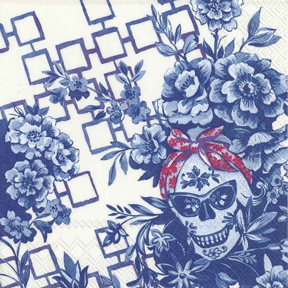Napkins 25x25 cm - CATRINA cream blue