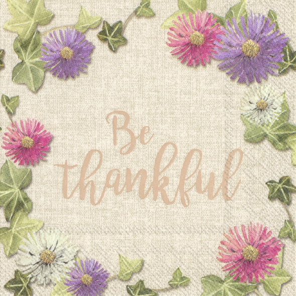 Napkins 25x25 cm - BE THANKFUL linen