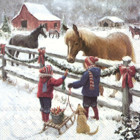 Servietten 25x25 cm - WINTER HORSE