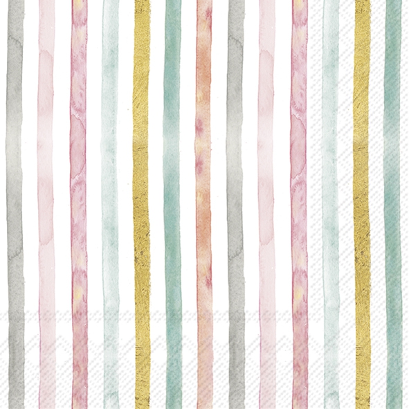 Tovaglioli 25x25 cm - FLAMINGO FEVER STRIPE rose, Strisce,  Acquerello,  Pastello,  Campione