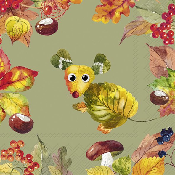 Servetten 25x25 cm - SHADES OF FALL green