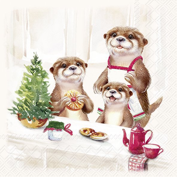 Napkins 25x25 cm - OTTER FAMILY BAKED cream