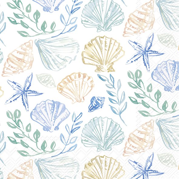 Serwetki 25x25 cm - BLUE SHELLS
