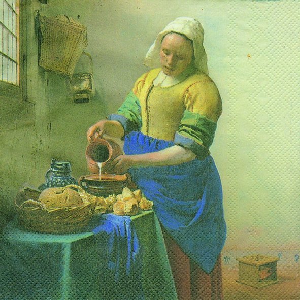 餐巾33x33厘米 - THE MILKMAID, 牛奶女孩, 人, 图片, 个性, 绘画 餐巾33x33厘米 - THE MILKMAID