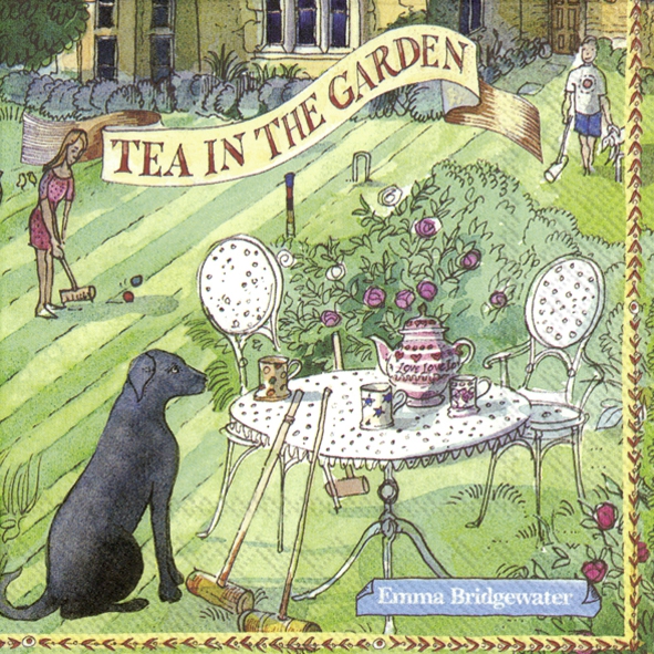 Servilletas 33x33 cm - TEA IN THE GARDEN, Té,  perros,  jardín,  animales