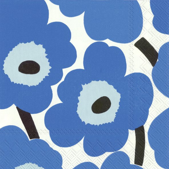 Servietten 33x33 cm - UNIKKO blue, Blumen