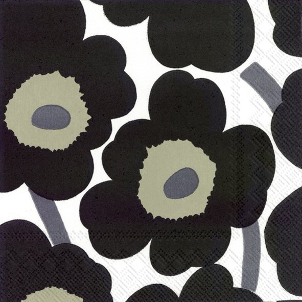 Servietten 33x33 cm - UNIKKO white black