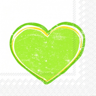 Servietten 33x33 cm - HEARTBEAT light green