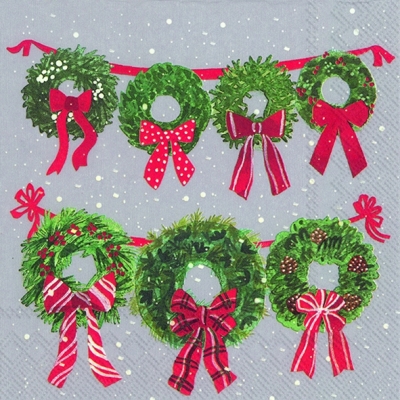 Servietten 33x33 cm - MARETS WREATH grey