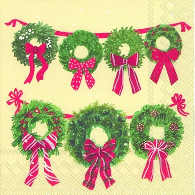 Servietten 33x33 cm - MARETS WREATH cream, Kranz, Schleife Servietten 33x33 cm - MARETS WREATH cream