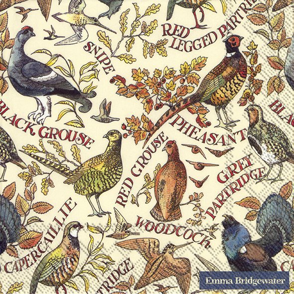 Servietten 33x33 cm - GAME BIRDS
