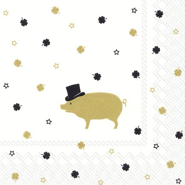 Servietten 33x33 cm - MR PIG gold
