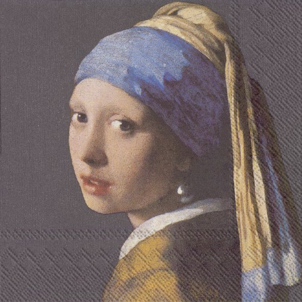 Servilletas 33x33 cm - GIRL WITH A PEARL EARRING bl., Personas,  personalidades