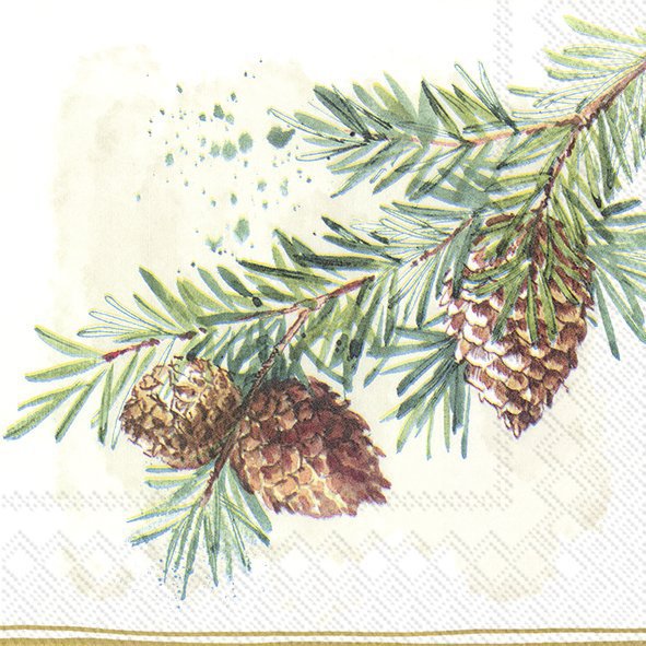 Guardanapos 33x33 cm - DECORATIVE BRANCHES, Tannenzweig, torneira, fruta Guardanapos 33x33 cm - DECORATIVE BRANCHES