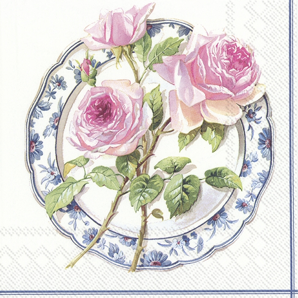Servietten 33x33 cm - ROSE FOR LUNCH white