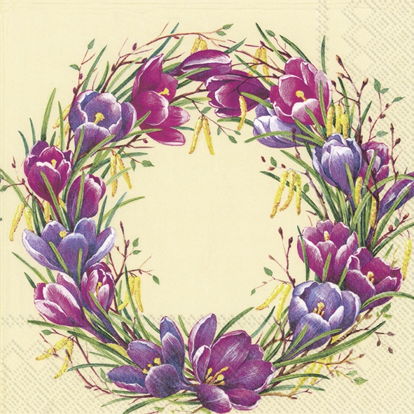 Napkins 33x33 cm - SPRING CIRCLE cream