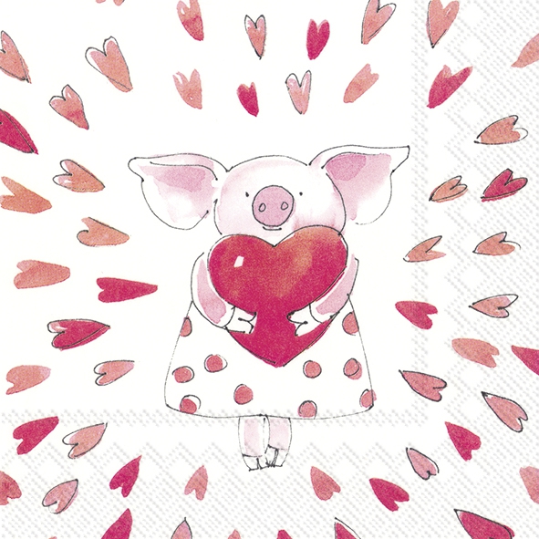 Napkins 33x33 cm - PIGGY LOVE