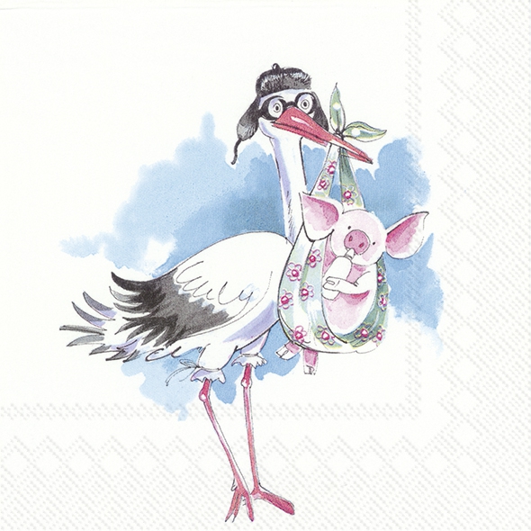 Napkins 33x33 cm - PIGGY NEW BABY light blue