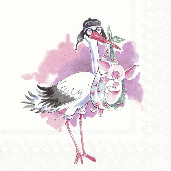 Servietten 33x33 cm - PIGGY NEW BABY light rose