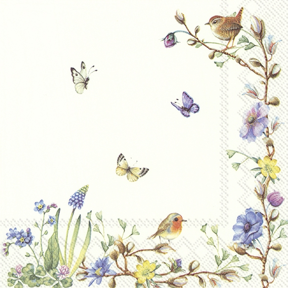Napkins 33x33 cm - EASTER FLOWERS V&B, willow pointer,  birds,  hyacinths,  butterflies,  animals,  flowers