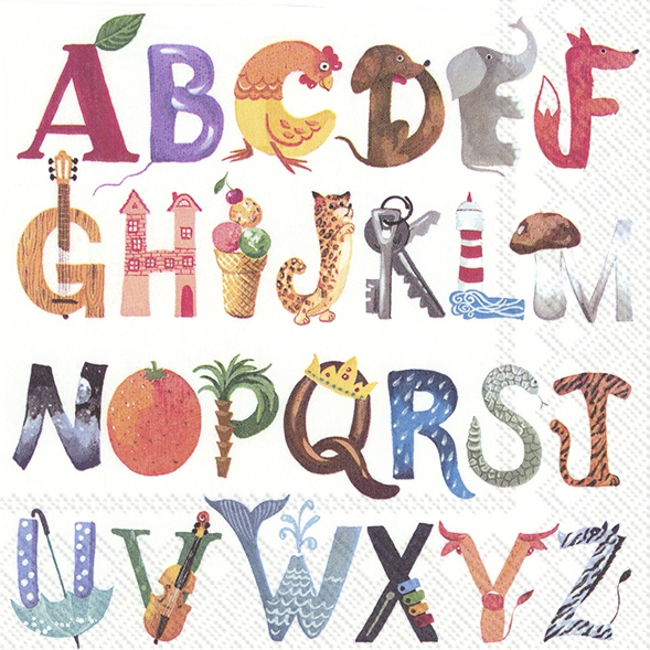 Napkins 33x33 cm - I KNOW MY ABC
