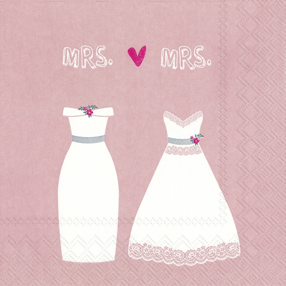 Servietten 33x33 cm - MRS. & MRS. rose, Kleidung,  Hochzeit,  Schriften,  Ereignisse