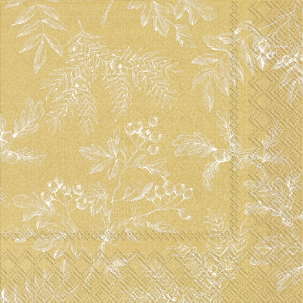 Servietten 33x33 cm - SILENTS PLANTS gold