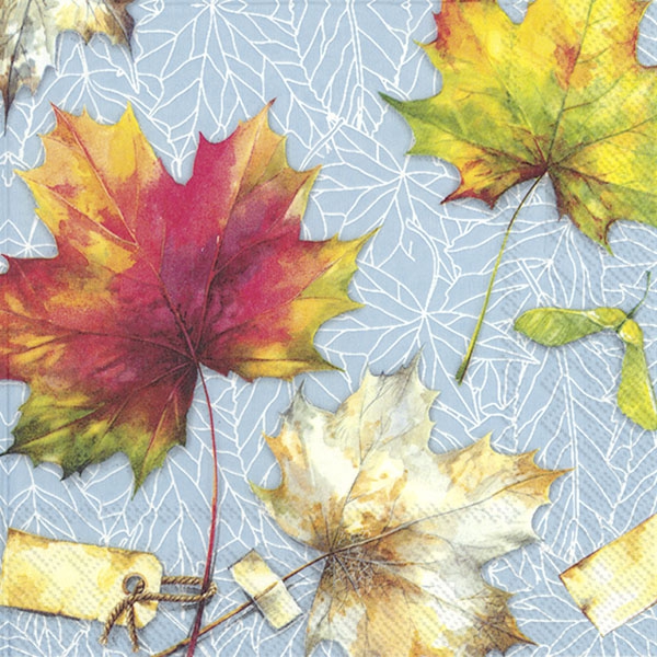 Napkins 33x33 cm - COUNTRY LEAVES light blue
