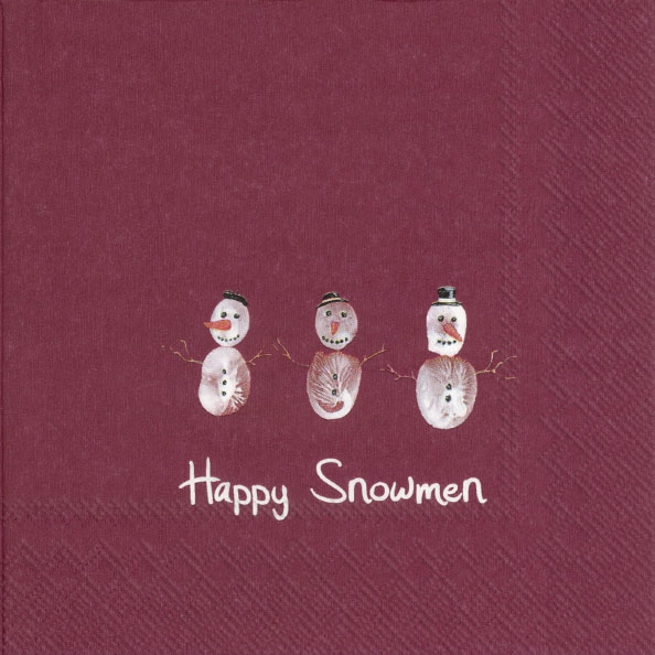 Serwetki 33x33 cm - HAPPY SNOWMEN red