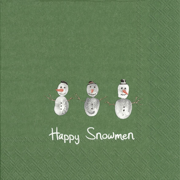 Serwetki 33x33 cm - HAPPY SNOWMEN green