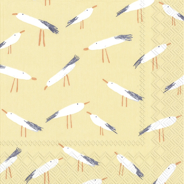 Servietten 33x33 cm - BEACH TALK yellow, Möwen, Vögel, Tiere Servietten 33x33 cm - BEACH TALK yellow