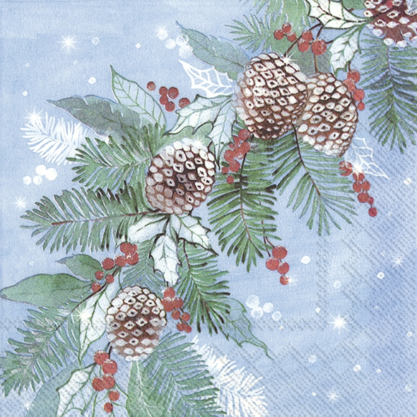 Servietten 33x33 cm - FROSTED PINE light blue